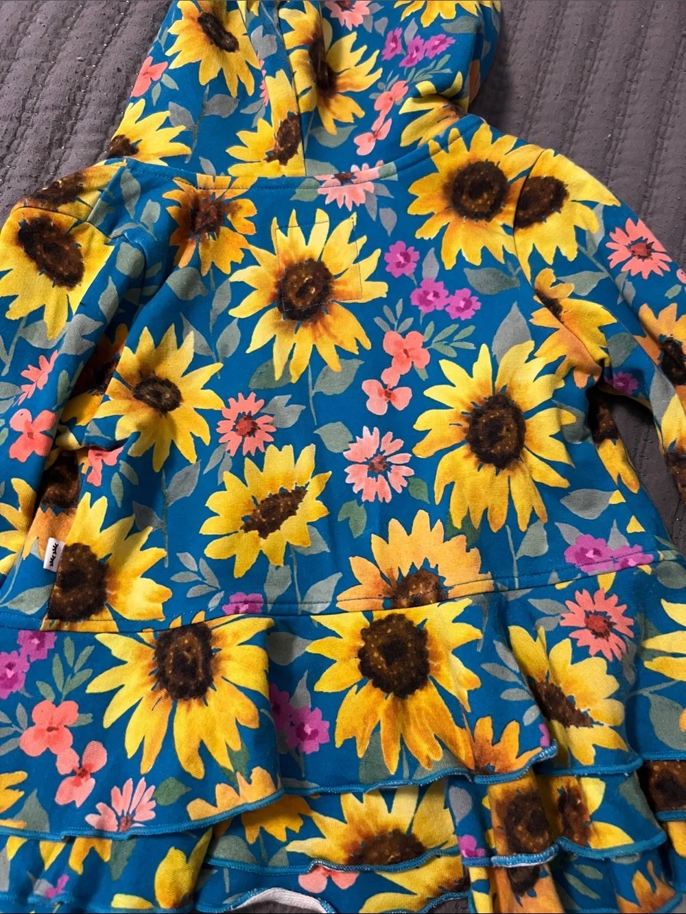 Little Sleepies  Kids' Blue Sunflower Hooded Jacket